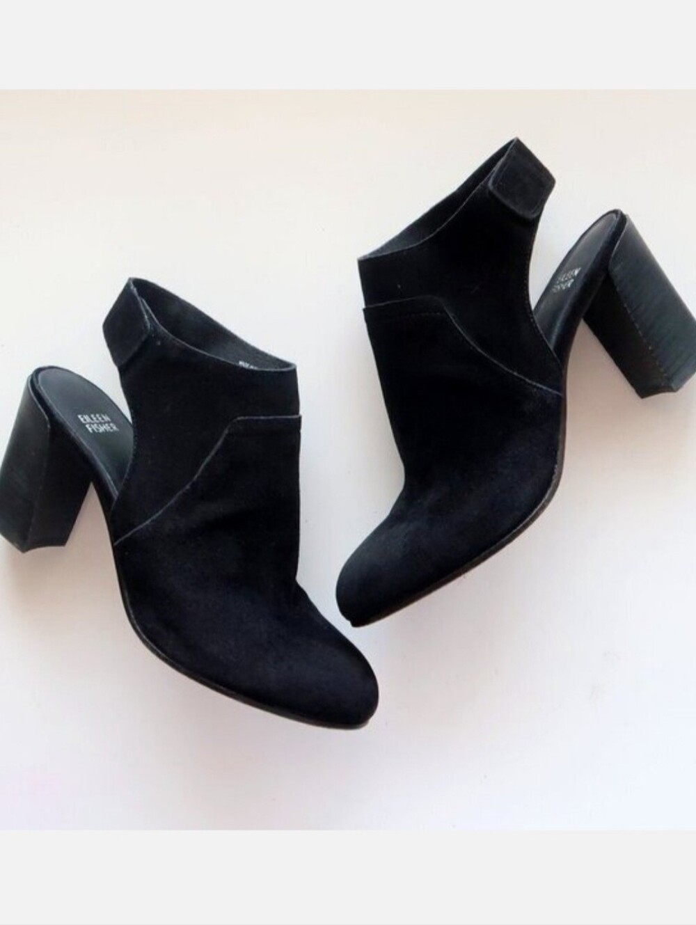 EILEEN FISHER Ideal Black Suede Block Heel Slingback Sandal Bootie Shoe 9.5 NWOT